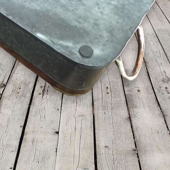 Farmhouse Galvanized Tray Serving Coffee Bar Table Home Decor - Picture 4 of 7